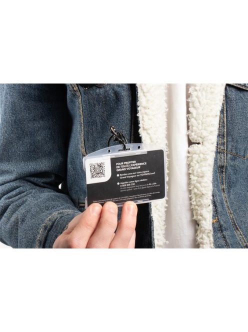 Azonosítókártya-tartó, műanyag, nyitott, fekvő, 54x85 mm, TARIFOLD (TF200429)