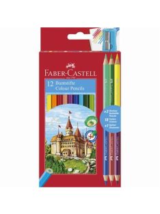   Színes ceruza készlet, hatszögletű, FABER-CASTELL, 12 különböző szín + 3 db bicolor ceruza (TFC110312)