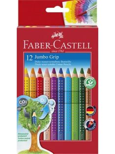   Színes ceruza készlet, háromszögletű, FABER-CASTELL "Jumbo Grip", 12 különböző szín (TFC110912)
