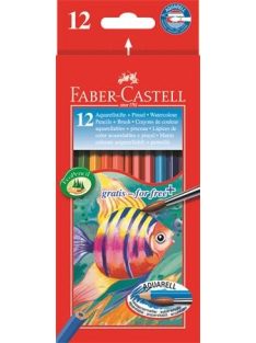   Akvarell ceruza készlet, hatszögletű, ecsettel, FABER-CASTELL, 12 különböző szín (TFC114413)
