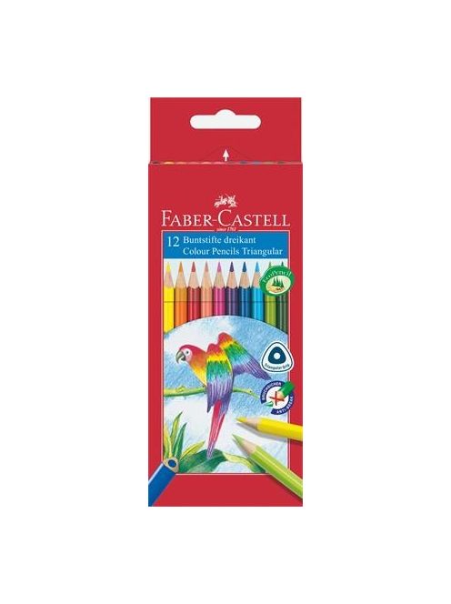 Színes ceruza készlet, háromszögletű, FABER-CASTELL "Papagáj", 12 különböző szín (TFC116512)