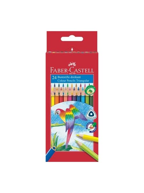 Színes ceruza készlet, háromszögletű, FABER-CASTELL "Papagáj", 24 különböző szín (TFC116544)