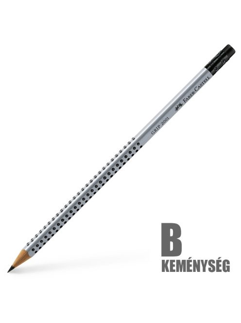 Grafitceruza radírral, B, háromszögletű, FABER-CASTELL "Grip 2001" (TFC117201)