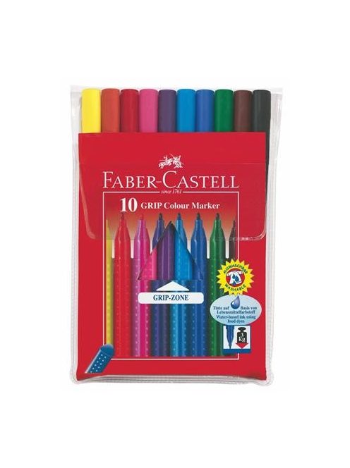 Filctoll készlet, háromszögletű, FABER-CASTELL "Grip", 10 különböző szín (TFC155310)