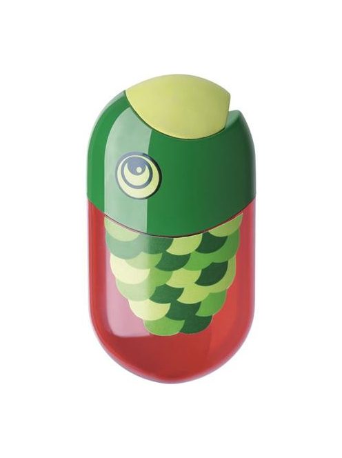 Hegyező és radír, kétlyukú, tartályos, FABER-CASTELL, hal minta (TFC183525)