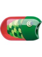 Hegyező és radír, kétlyukú, tartályos, FABER-CASTELL, hal minta (TFC183525)