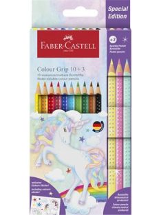   Színes ceruza készlet, háromszögletű, FABER-CASTELL "Grip", 13 különböző szín, unikornis (TFC201542)