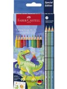 Színes ceruza készlet, háromszögletű, FABER-CASTELL "Grip Dinoszaurusz" 10+3 különböző szín (TFC201545)