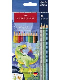  Színes ceruza készlet, háromszögletű, FABER-CASTELL "Grip Dinoszaurusz" 10+3 különböző szín (TFC201545)