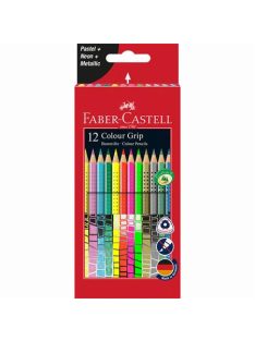   Színes ceruza készlet, háromszögletű, FABER-CASTELL "Colour Grip", 12 különböző szín (TFC201569)