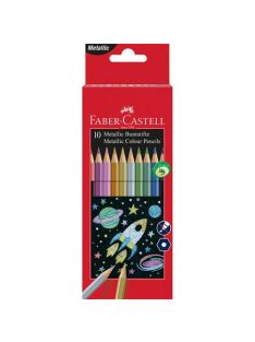   Színes ceruza készlet, hatszögletű, FABER-CASTELL, 10 különböző metál szín (TFC201583)