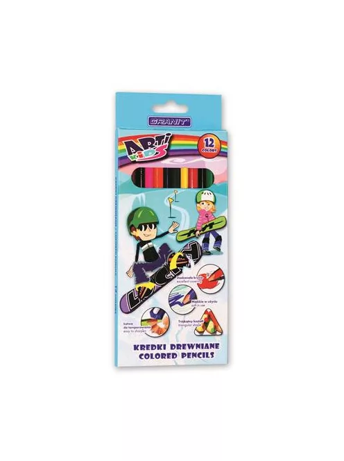 Színes ceruza készlet, háromszögletű, GRANIT "Arti Kids", 12 különböző szín (TGKD2012)