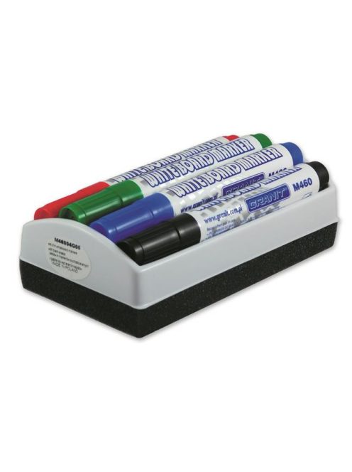 Táblamarker készlet, 2-3 mm, kúpos, tolltartóval, GRANIT "M460", 4 különböző szín + táblatörlő (TGM460W)