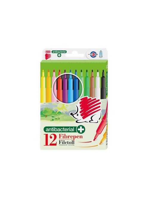 Filctoll készlet, 1 mm, antibakteriális, ICO "Süni 300", 12 különböző szín (TIC30012A)