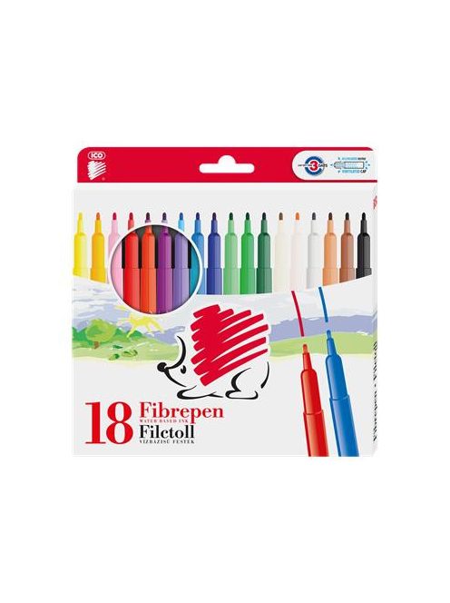 Filctoll készlet, 1 mm, ICO "Süni 300", 18 különböző szín (TIC30018V)