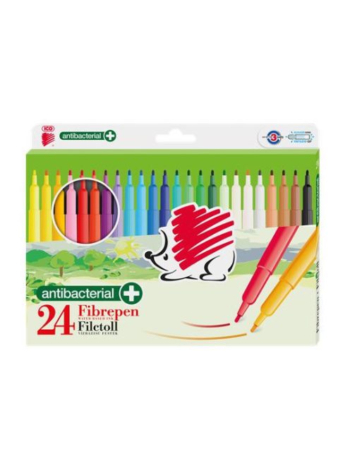 Filctoll készlet, 1 mm, antibakteriális, ICO "Süni 300", 24 különböző szín (TIC30024A)