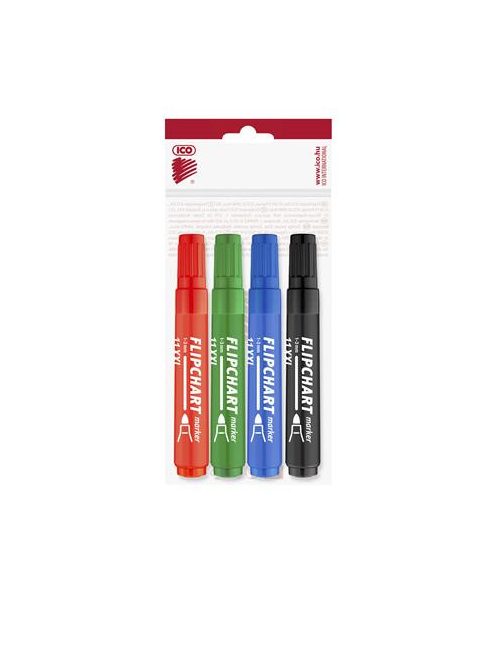 Flipchart marker készlet, 1-3 mm, kúpos, ICO "Artip 11 XXL", 4 különböző szín (TICA11XV4)