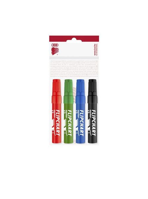Flipchart marker készlet, 1-4 mm, vágott, ICO "Artip 12", 4 különböző szín (TICA12V4)