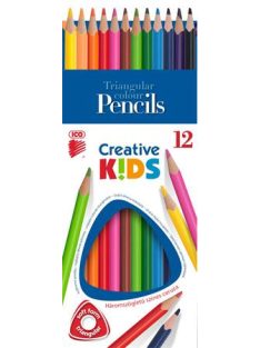   Színes ceruza készlet, háromszögletű, ICO "Creative kids", 12 különböző szín (TICCK12)