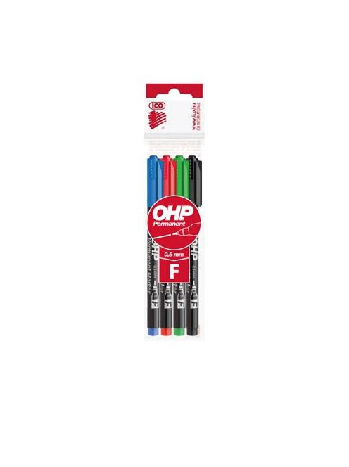 Alkoholos marker készlet, OHP, 0,5 mm, F, ICO, 4 különböző szín (TICOHPFV4)