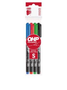   Alkoholos marker készlet, OHP, 0,3 mm, S, ICO, 4 különböző szín (TICOHPS4V)