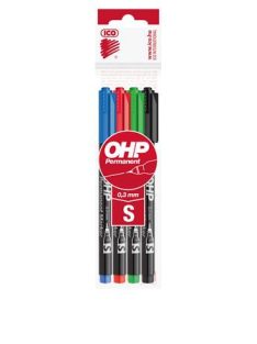   Alkoholos marker készlet, OHP, 0,3 mm, S, ICO, 4 különböző szín (TICOHPS4V)