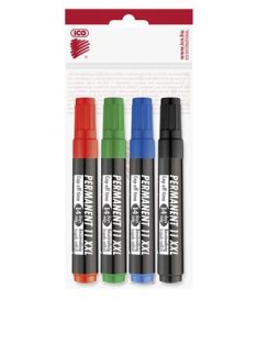   Alkoholos marker készlet, 1-3 mm, kúpos, ICO "Permanent 11 XXL", 4 különböző szín (TICP11XV4)