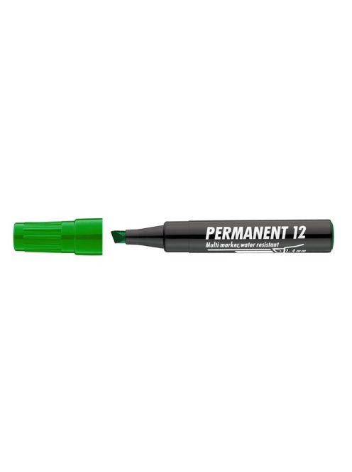 Alkoholos marker, 1-4 mm, vágott, ICO "Permanent 12", zöld (TICP12Z)