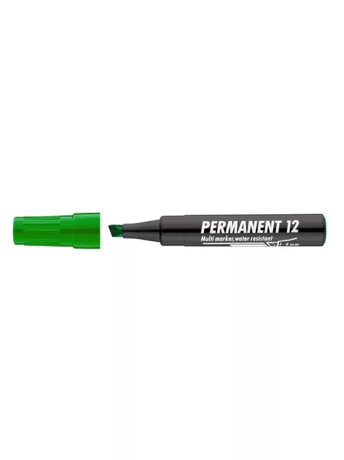 Alkoholos marker, 1-4 mm, vágott, ICO "Permanent 12", zöld (TICP12Z)