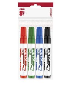   Tábla- és flipchart marker készlet, 1-3 mm, kúpos, ICO "Plan 11 XXL", 4 különböző szín (TICPL11XV4)
