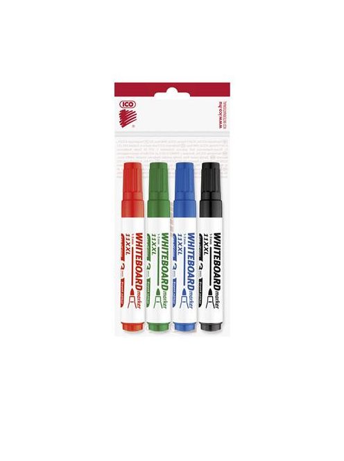 Tábla- és flipchart marker készlet, 1-3 mm, kúpos, ICO "Plan 11 XXL", 4 különböző szín (TICPL11XV4)