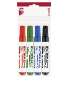   Tábla- és flipchart marker készlet, 1-4 mm, vágott, ICO "Plan 12 XXL", 4 különböző szín (TICPL12XV4)