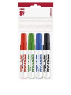   Tábla- és flipchart marker készlet, 1-3 mm, kúpos, ICO "Plan", 4 különböző szín (TICPLV4)