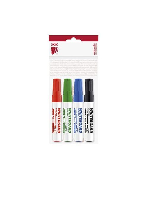 Tábla- és flipchart marker készlet, 1-3 mm, kúpos, ICO "Plan", 4 különböző szín (TICPLV4)
