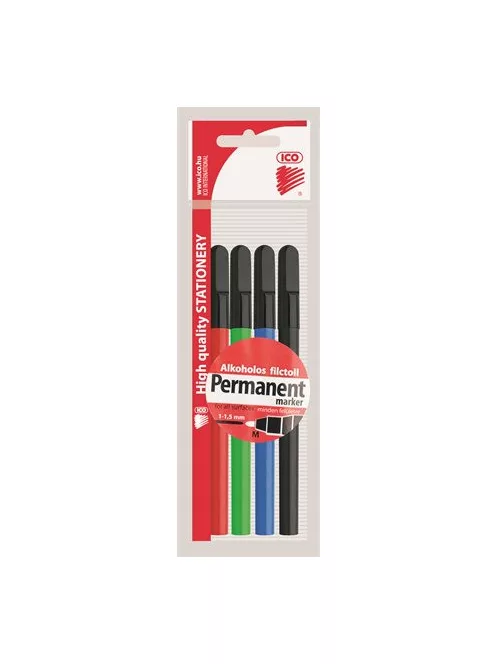 Alkoholos marker készlet, OHP, 1 mm, M, ICO, 4 különböző szín (TICPMV4)