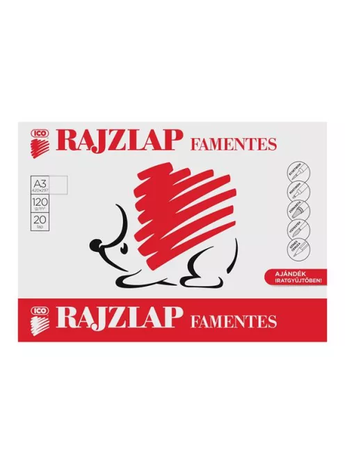 Rajzlap, famentes, A3, 120 g/m2, ICO "Süni" (TICRLFMA3)