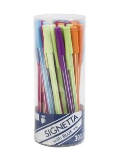   Golyóstoll, 0,7 mm, kupakos, henger alakú tartóban, ICO "Signetta Mix", kék (TICSIM02)