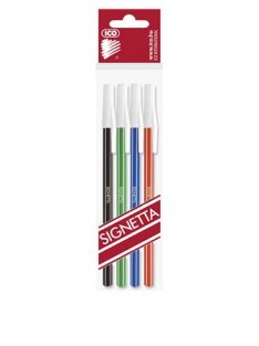   Golyóstoll készlet, 0,7 mm, kupakos, ICO "Signetta", 4 különböző szín (TICSIV4)