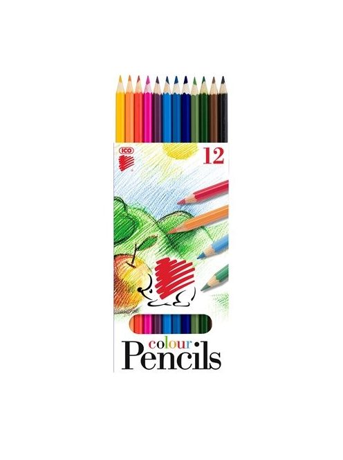 Színes ceruza készlet, hatszögletű, ICO "Süni", 12 különböző szín (TICSU12)