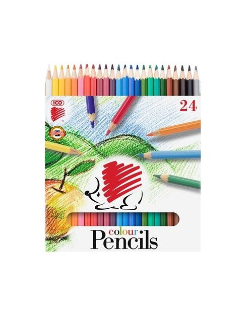 Színes ceruza készlet, hatszögletű, ICO "Süni", 24 különböző szín (TICSU24)