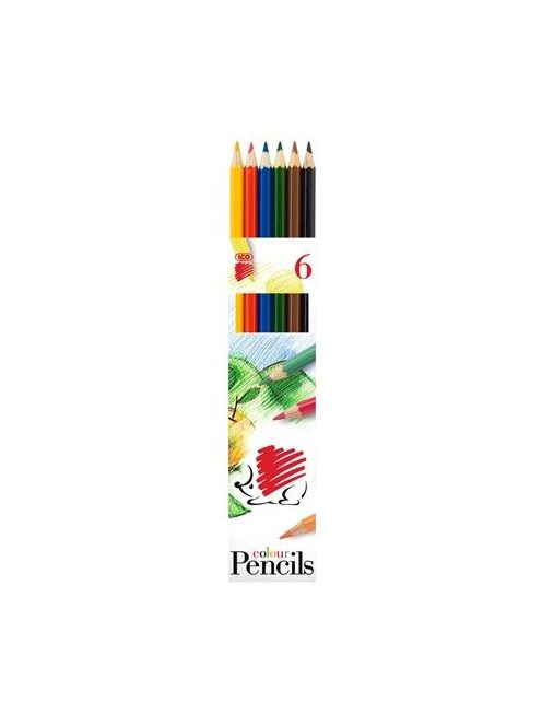 Színes ceruza készlet, hatszögletű, ICO "Süni", 6 különböző szín (TICSU6)