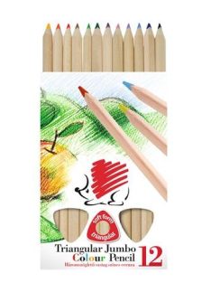  Színes ceruza készlet, háromszögletű, vastag, natúr, ICO "Süni", 12 különböző szín (TICSUCN12)