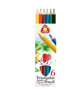   Színes ceruza készlet, háromszögletű, vastag, ICO "Süni", 6 különböző szín (TICSUCN6)
