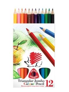   Színes ceruza készlet, háromszögletű, vastag, ICO "Süni", 12 különböző szín (TICSUH12)