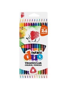   Színes ceruza készlet, kétvégű, háromszögletű, ICO "Süni", 24 különböző szín (TICSUKK12)