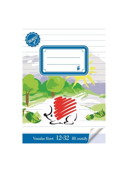 Füzet, tűzött, A5, vonalas, 32 lap, 3. osztály, ICO "Süni Sulikész" (TICSUSK1232)