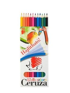   Színes ceruza készlet, hatszögletű, hajlékony, ICO "Süni", 12 különböző szín (TICSZH12)
