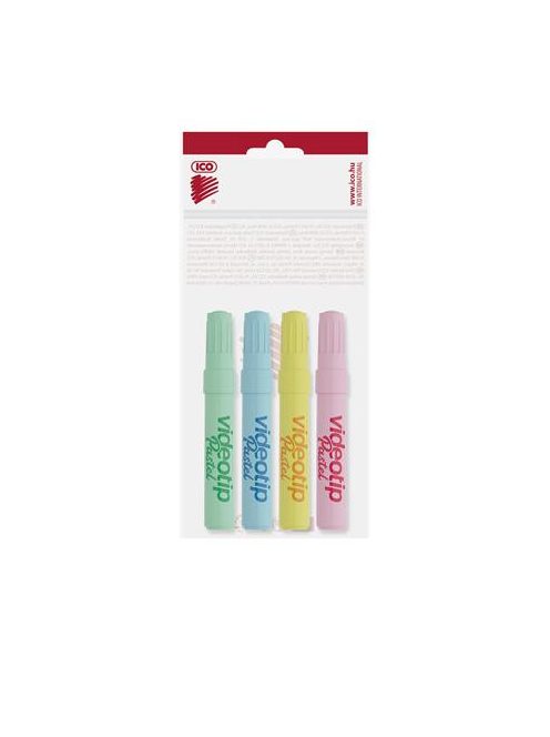 Szövegkiemelő készlet, 1-4 mm, ICO "Videotip", 4 különböző pasztell szín (TICVTD)