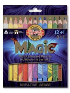  Színes varázsceruza készlet, háromszögletű, KOH-I-NOOR "Magic 3408", 12+1 különböző szín (TKOH3408)
