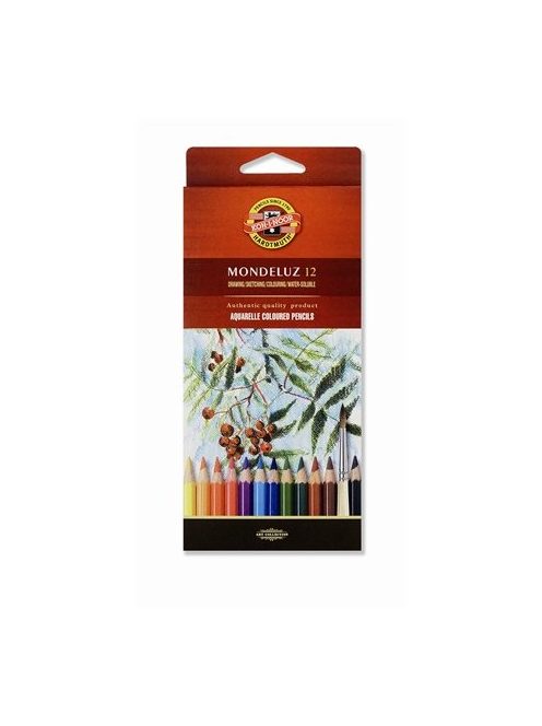 Akvarell ceruza készlet, KOH-I-NOOR "Mondeluz 3716/12" 12 különböző szín (TKOH371612)